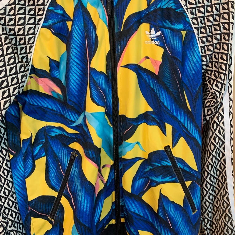 adidas Yellow & Blue Tropical Track Jacket - Picture 5 of 7